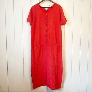Vintage EzzE Wear Carribean Cotton Resort Collection Coral Maxi Dress.
